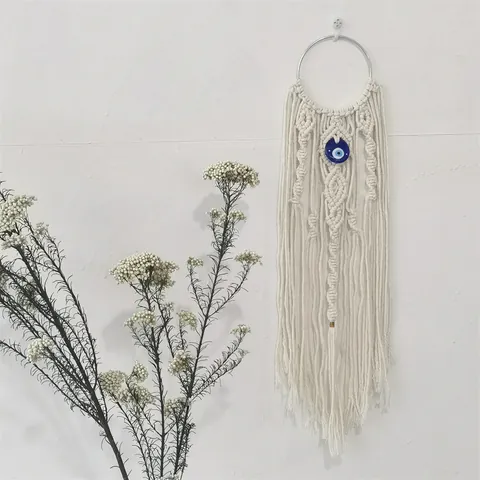 Tenture Murale Boho Macramé Mauvais Œil Fait Main Coton Tissé Gland Attrape-Rêves Décor Maison Pour Salon Chambre Appartement Bureau
