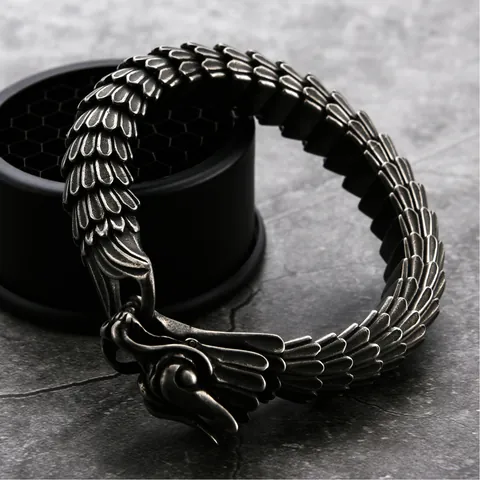 Retro Stainless Steel Dragon Scale Bracelet For Men Punk Biker Dragon Head Bone Bracelet Gothic Jewelry Accessory Gift