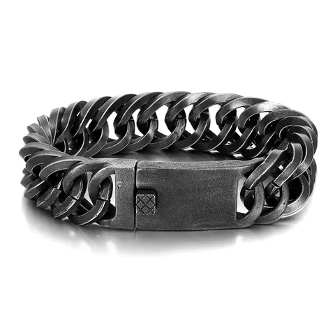 Herren Vintage Edelstahl Armband Schwere Industrielle Punk Doppelschleife Panzerkette Schmuck Retro Silber Biker Armband Geschenk