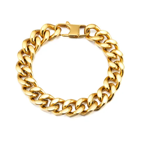 Men Fashion Hip Hop Cuban Chain Bracelet Titanium Steel Stainless Steel Curb Link Polished Jewelry For Daily Streetwear