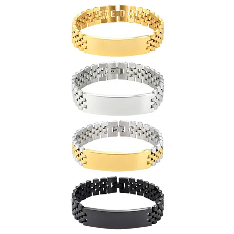 Moda Bracciale ID Stile Cinturino in Acciaio Inossidabile 304 per Uomo Donna Piastra Curva Incidibile Gioielli Regalo Catena Jubilee