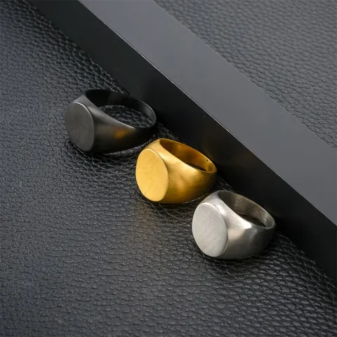Men Stainless Steel Signet Ring Minimalist Square Polished Ring Business Fashion Jewelry Finger Band Cool Punk Style Accessories