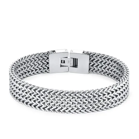 Bracciale a Doppia Fila Intrecciato in Acciaio Inossidabile da Uomo Punk Hip Hop Catena Franco Gioielli Moda Regalo per Maschio Oro Nero