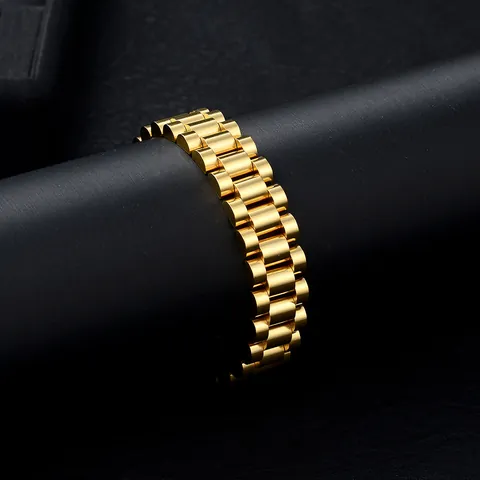 Bracciale in Stile Cinturino per Orologio in Acciaio Inossidabile Per Uomo Donna Minimalista Bracciale a Catena Placcato Gioielli in Metallo