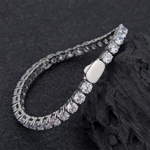Klassisches Edelstahl Tennis Armband Gold Silber Vergoldet Zirkon Eingelegt Rundschliff Tennis Kette Armband Für Unisex Schmuck