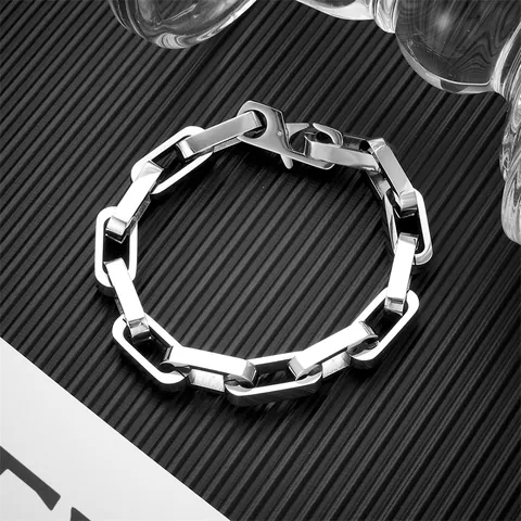 Heren Roestvrij Staal Paperclip Cubaanse Schakelketting Armband Set Hip Hop Geometrisch Gepolijst Sieraden Accessoire Voor Dagelijks