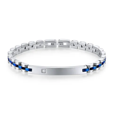 Bracciale a Catena in Acciaio Inossidabile con Zircone Stile Cinturino per Donna Uomo Piastrina ID Geometrica Minimalista con Zirconia Gioielli di Moda Regalo
