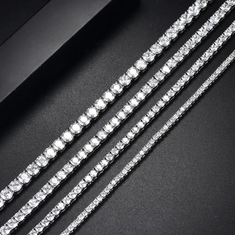 Collana Tennis Hip Hop Iced Out in Rame Placcato Oro Argento Catena in Zircone Per Uomo Donna Gioielli di Lusso Regalo