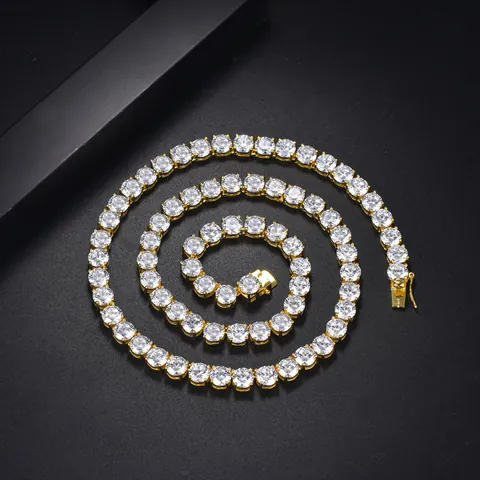 Collana Tennis Hip Hop Iced Out in Rame Placcato Oro Argento Catena in Zircone Per Uomo Donna Gioielli di Lusso Regalo