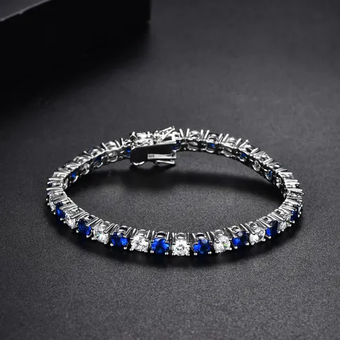 Elegante Bracciale Tennis in Rame con Zirconia Placcato Oro Argento Pietra Colorata Taglio Rotondo Gioielli Donna