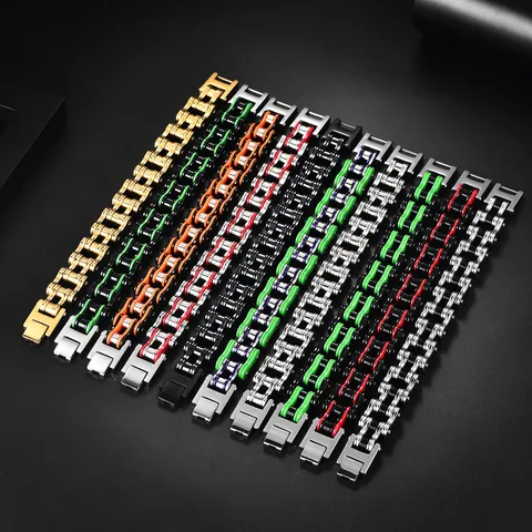 Bracciale da Uomo a Catena di Bicicletta in Acciaio Inossidabile Industriale Gioielli in Stile Punk Moto per Festa di Compleanno