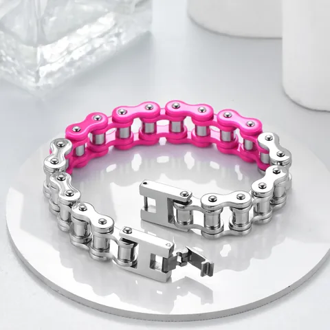 Unisex Edelstahl Fahrradkette Armband Personalisiert Hip Hop Biker Schmuck Industrieller Stil Mehrfarbig Handgelenksband