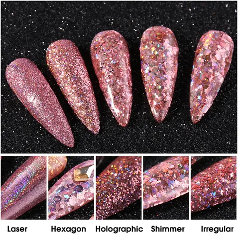 Multi-Color Nail Art Glitter Powder Set Laser Holographic Hexagon Irregular Sequins Manicure Decoration Flakes DIY Supplies