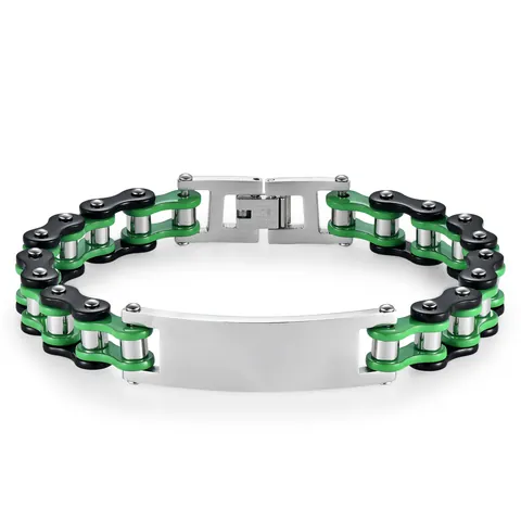 Bicycle Motorcycle Chain ID Bracelet 304 Stainless Steel Polished Link Bracelet Punk Hip Hop Style Jewelry for Men