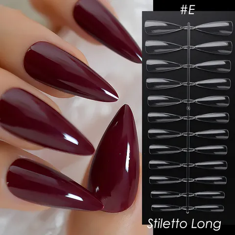Transparent Full Cover False Nail Tips Coffin Stiletto Almond Shapes For Manicure Extension Art Tools Women Nail Supplies