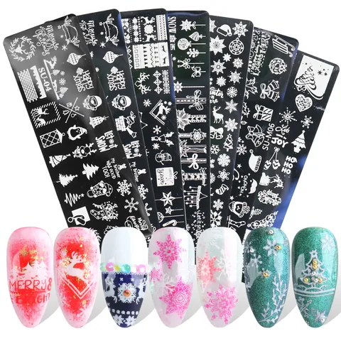 Christmas Nail Stamping Plates Stainless Steel Winter Snowflake Reindeer Santa Claus Patterns Manicure Art Tools Decoration