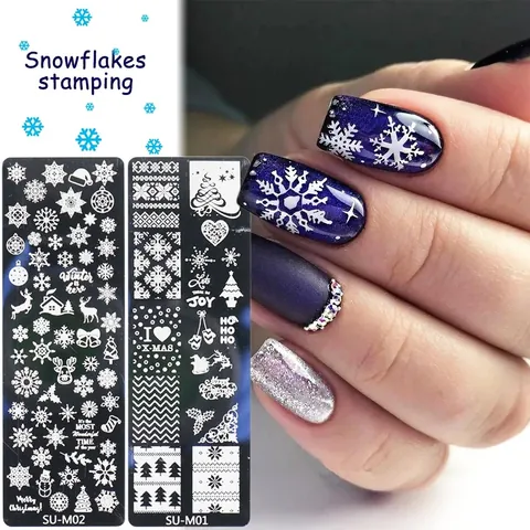 Christmas Nail Stamping Plates Stainless Steel Winter Snowflake Reindeer Santa Claus Patterns Manicure Art Tools Decoration