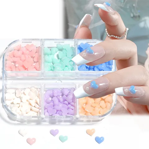 Adornos de Resina para Arte de Uñas de Corazón que Cambian de Color con la Luz UV y Solar Dijes de Corazón 3D para DIY