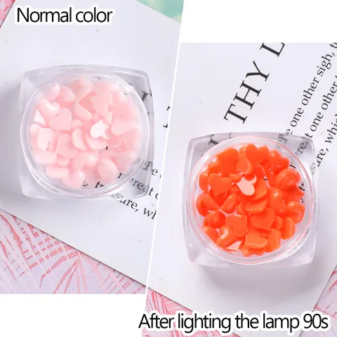 3D UV-Licht Empfindlicher Farbwechsel Herz Nagelkunst Charms Harz Macaron Maniküre Dekorationen Für Damen DIY Nageldesign