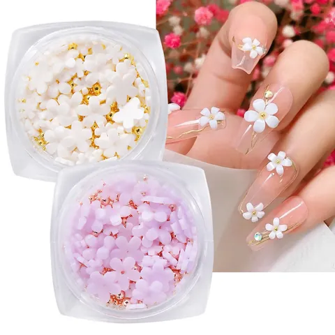 Photochromic Resin Flower Nail Art Decorations UV Light Color Changing Floral Ornaments With Metal Beads For DIY Manicure Women Beauty