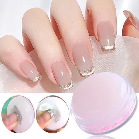 Clear Silicone Nail Art Stamper With Plastic Base Soft Jelly Nail Stamper For DIY French Manicure Printing Transfer Tool