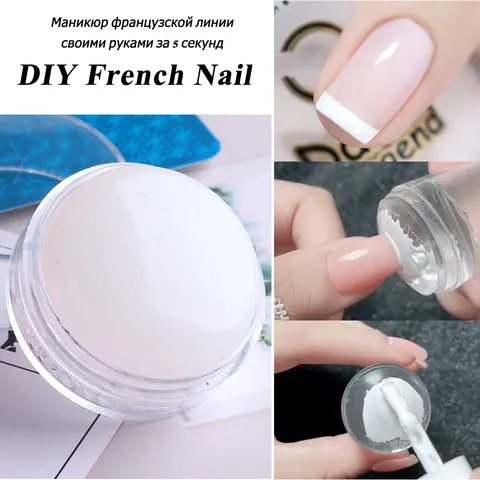 Tampon Nail Art en Silicone DIY French Avec Couvercle Poignée Transparente Décoration Strass Outil de Manucure Femme
