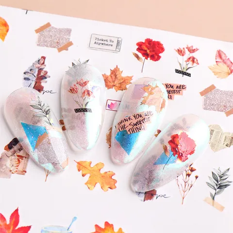 Autumn Maple Leaf Squirrel Thanksgiving Nail Stickers Water Transfer Decals For Women Festive Nail Art Decoration Accessories