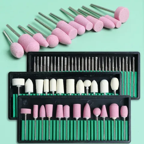 Punte Professionali per Trapano Unghie Manicure Pedicure in Smeriglio Feltro di Lana Pietra di Quarzo Strumenti Rotanti Lucidanti