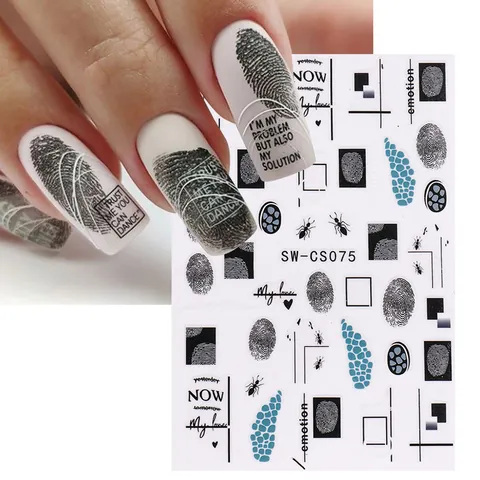 Valentine's Day Nail Art Stickers Heart Fingerprint Modern Minimalist Lettering DIY Decoration Women Nail Polish Accessories