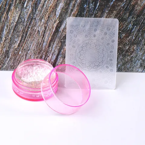 Nail Art Stamper With Scraper Set DIY French Silicone Nail Stamping Tools Transparent Glitter Nail Art Transfer Tool For Women