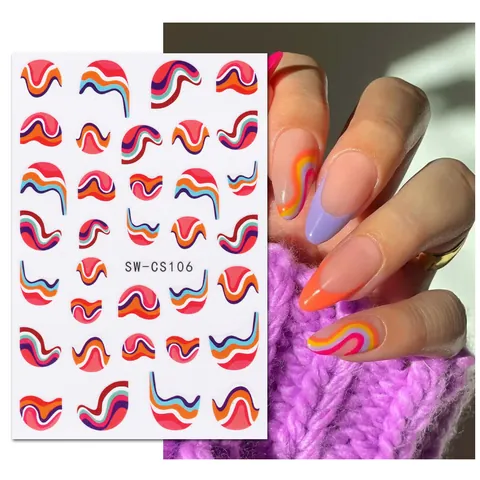 Retro Herz Clown Maske Flamme Nagelkunst Aufkleber Graffiti Abstrakt Welle Selbstklebend DIY Nagel Abziehbilder Damen Deko