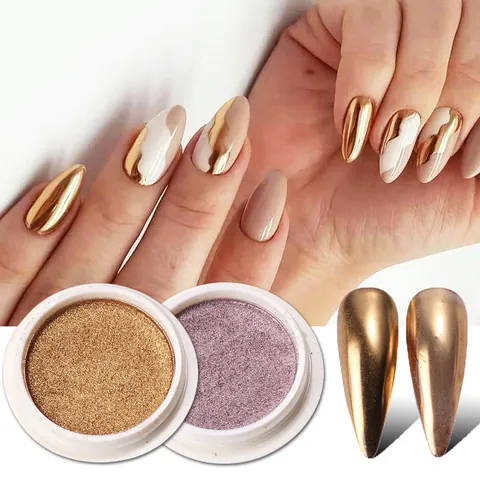 Fester Metallischer Spiegel Nagelpulver Chrom Pigment Für Nagelkunst Dekoration Hochglanz Galvanisiertes Maniküre Werkzeug