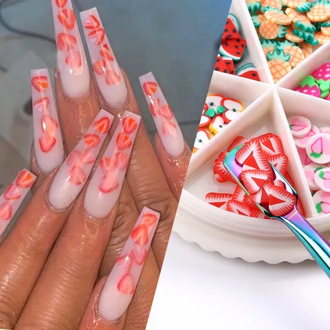 Multicolore Argilla Polimerica Nail Art Decorazione 3D Frutta Fiore Fette In Ruota Custodia Per Estate DIY Manicure Unghie Accessori