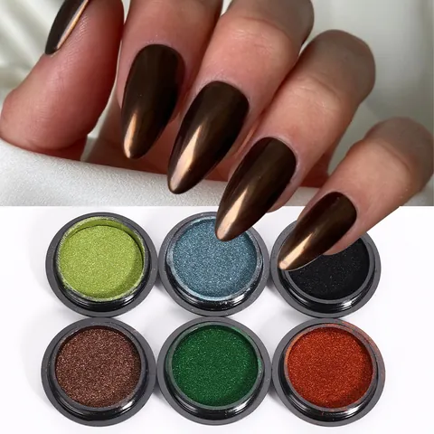 Poudre Miroir Chromée Métallique pour Ongles Pigment Multicolore Aurora Paillettes pour Décoration de Manucure Femme Beauté Kit