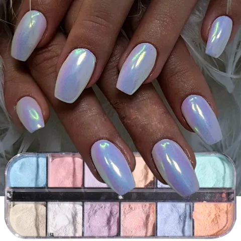Aurora Nagel Puder Irisierend Chrom Spiegel Effekt Perle Pigment Für DIY Nagelkunst Dekoration Maniküre Trendy Damen Schönheit Zubehör