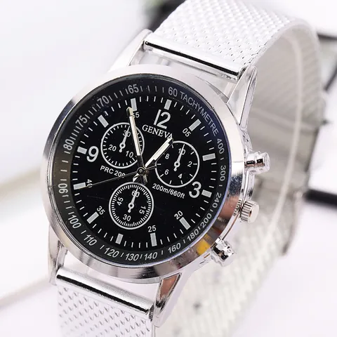 Orologio al Quarzo da Uomo alla Moda Con Cinturino in Maglia di Acciaio Inossidabile Stile Business Casual