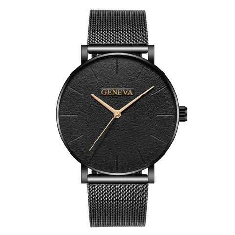 Orologio al Quarzo Minimalista da Uomo Con Quadrante Texturizzato Effetto Pietra Cinturino in Maglia Milanese Analogico da Polso Business Casual