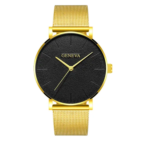 Orologio al Quarzo Minimalista da Uomo Con Quadrante Texturizzato Effetto Pietra Cinturino in Maglia Milanese Analogico da Polso Business Casual