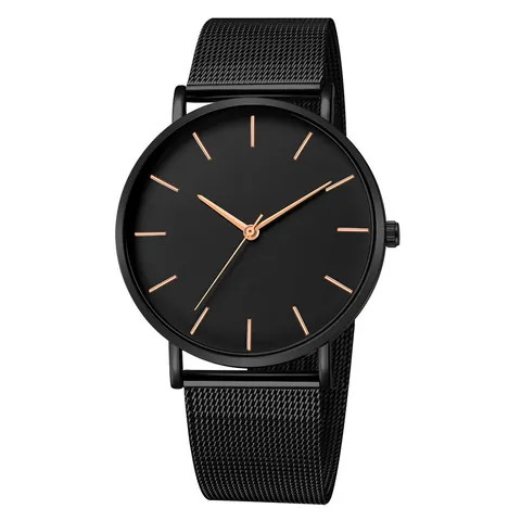 Minimalist Quartz Watch For Men Unisex Alloy Case Milanese Mesh Strap Fashion Casual Business Wristwatch