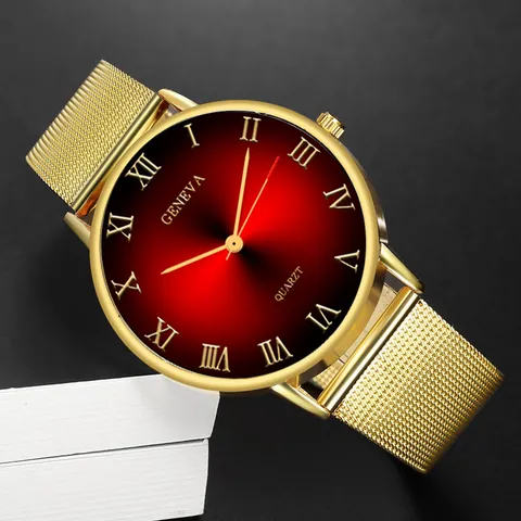 Orologio al Quarzo da Uomo Business Casual Con Cinturino in Maglia Milanese Numeri Romani Quadrante Sfumato Orologio da Polso alla Moda