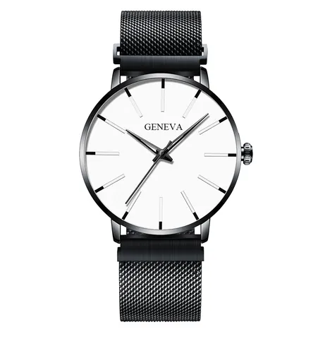 Geneva Minimalist Quartz Watch Men Women Mesh Band Magnetic Buckle Business Fashion Casual Wristwatch