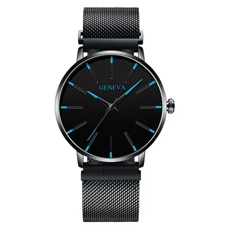 Geneva Minimalist Quartz Watch Men Women Mesh Band Magnetic Buckle Business Fashion Casual Wristwatch