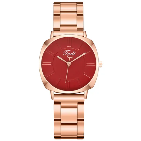 Orologio al Quarzo da Donna alla Moda Lusso Oro Rosa Lega Cinturino in Metallo Quadrante Quadrato Analogico Minimalista