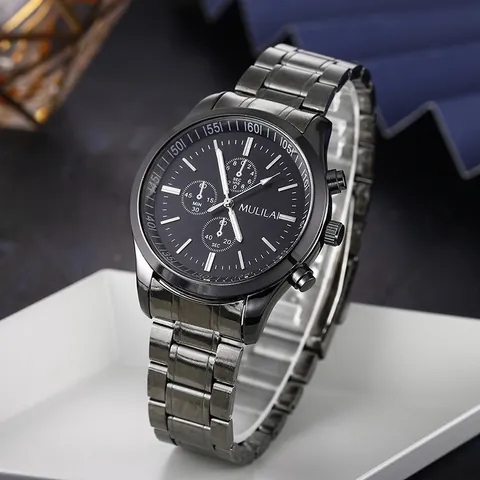 Orologio Cronografo al Quarzo da Uomo Multifunzione a Tre Quadranti Cinturino in Lega Business Casual Orologio da Polso