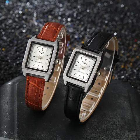 Women Retro Square Quartz Watch Silver Alloy Case Crocodile Pattern Faux Leather Strap Minimalist Analog Wristwatch Gift