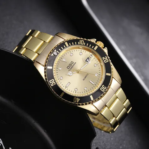 Orologio al Quarzo di Lusso da Uomo in Lega di Acciaio Inossidabile Oro Argento Bicolore Luminoso con Data Orologio da Polso