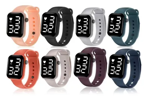 Reloj Digital LED para Mujer Moda Correa de Silicona Suave Esfera Cuadrada Reloj de Pulsera Electrónico Deportivo Estudiantes Casual