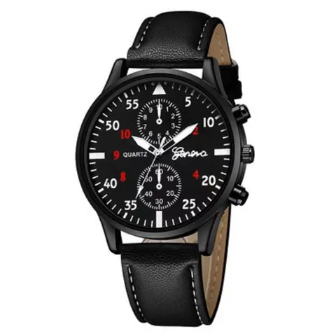 Heren Fashion Business Casual Quartz Horloge Met Legering Kast En Kunstleer Band Grote Wijzerplaat Decoratieve Sub-wijzerplaten Analoog Horloge