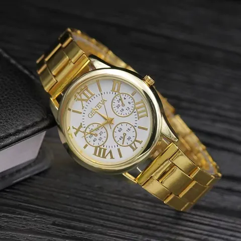 Fashion Quartz Watch With Alloy Steel Band Three Decorative Dials Roman Numerals Business Casual Wristwatch For Women Men