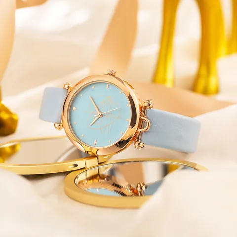 Elegante Dames Quartz Horloge Met Kunstlederen Band Abstract Lijnen Ontwerp Wijzerplaat Roségoud Legering Kast Casual Polshorloge